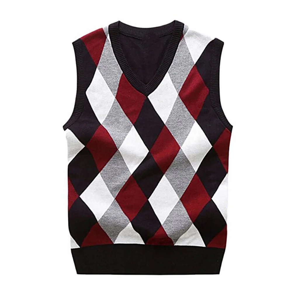 Gresanhevic New Men's Fall Winter V Neck Knit Sleeveless Sweater Vest