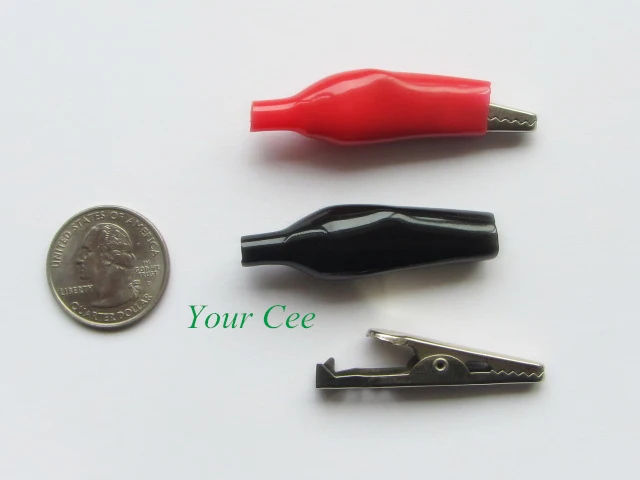 

10 pcs Large Battery Insulated Crocodile Alligator Testing Clip Clamp Connector Length 45mm Red & Black