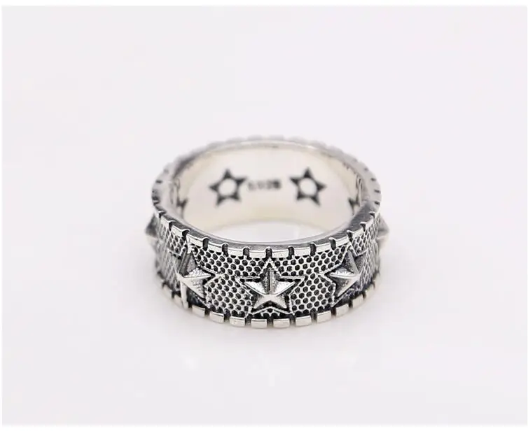 Мужское кольцо из стерлингового серебра 925 пробы, кольца в стиле ретро со звездами, Стильное мужское кольцо, серебряные аксессуары, мужские ювелирные изделия, подвески-безделушки