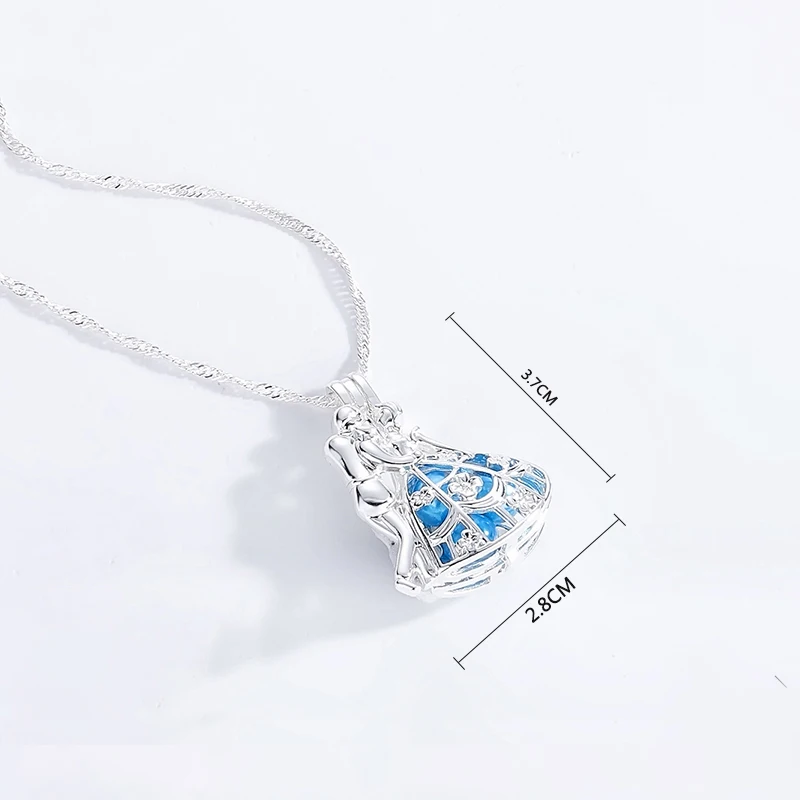 NEW Disney Stitch Silver Plated Blue Pearl Beads Cage Necklace
