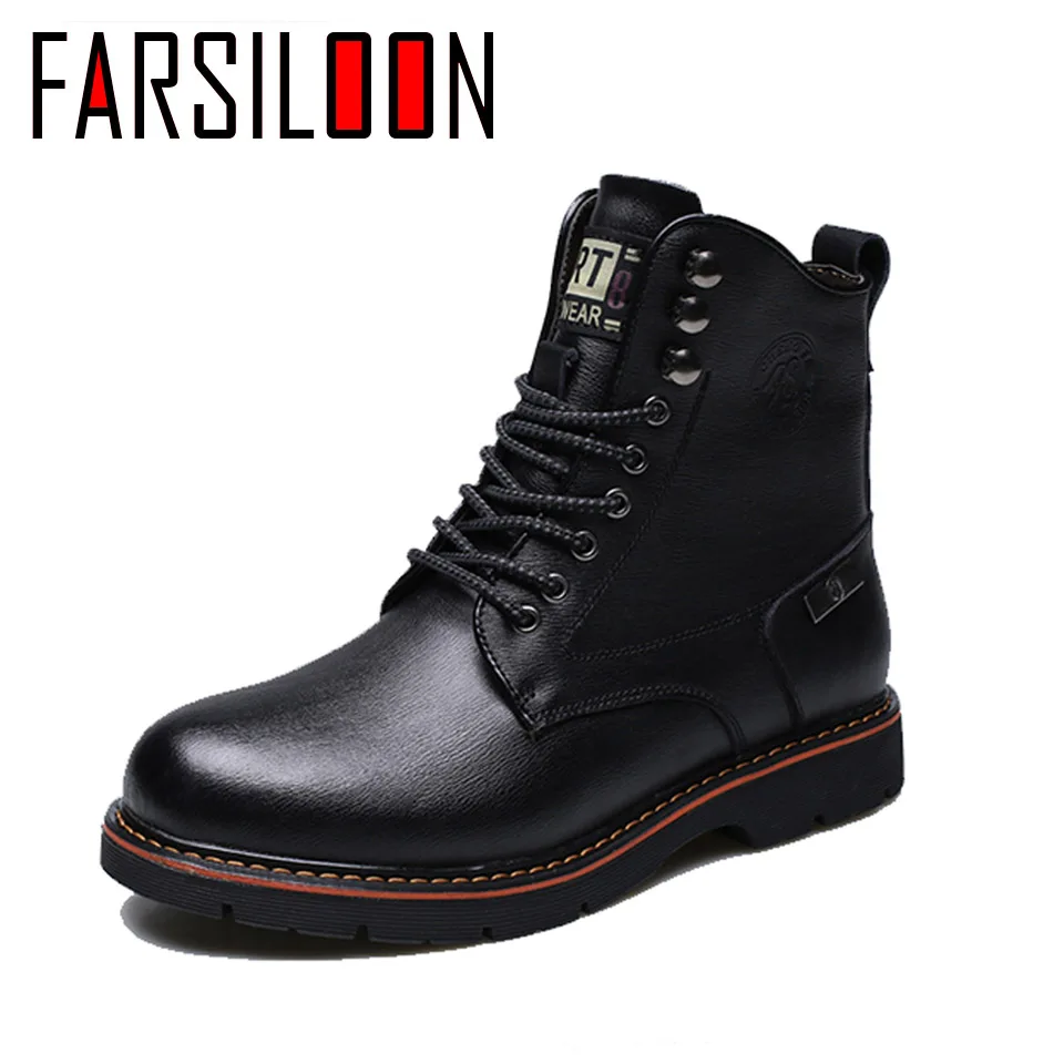 

Martens Winter Boots Warm Split Leather Spring Lace-Up Men's Shoes Fashion Comfortable Soft Solid Rome Men's Boot JLL018
