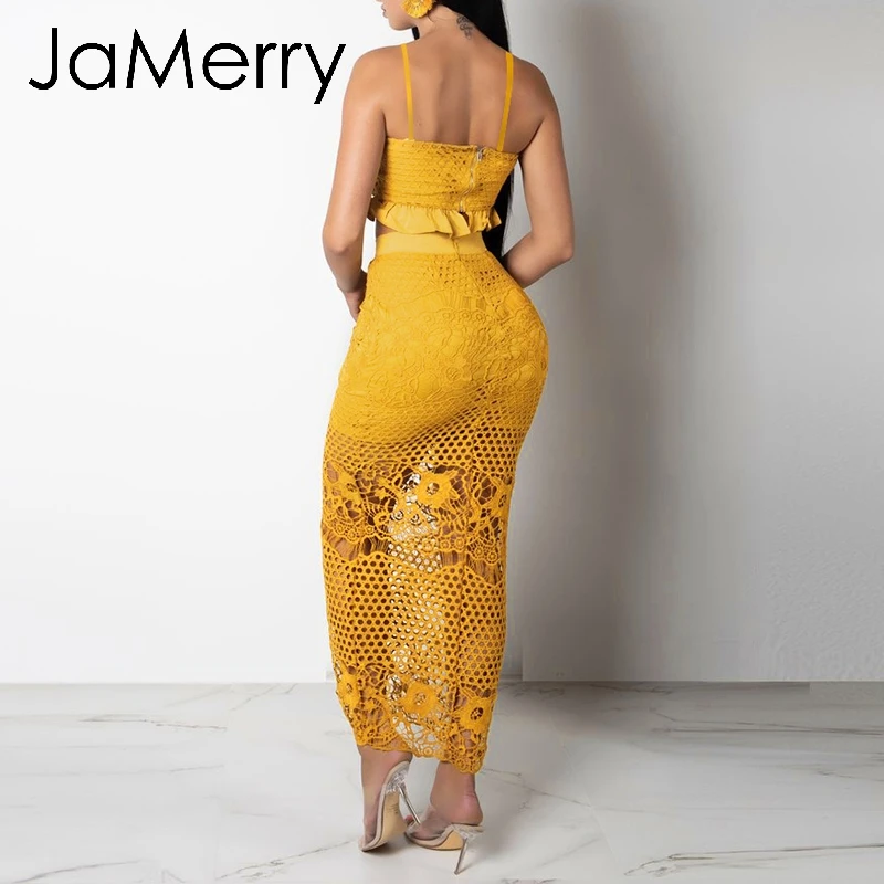 JaMerry винтажное сексуальное открытое платье из двух частей женское платье спагетти кнопка для ремешка подкладка летний сарафан элегантное однотонное платье миди