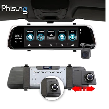 

Phisung E08 plus Car DVR 10"IPS Touch 4G Mirror DVR Android ADAS GPS FHD 1080P WIFI auto registrar rear view mirror with camera