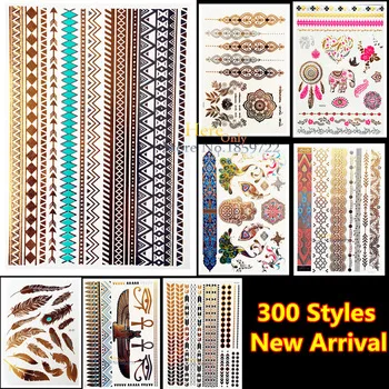 new shiny Health Beauty Body Art gold tattoo sexy diamond bracelets HYS-42 women henna jewelry Waterproof Flash Metallic Tattoos
