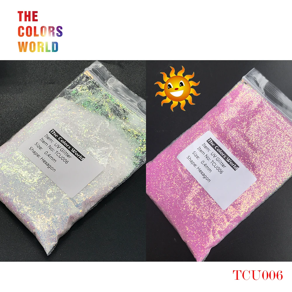 TCT-202 UV Glitter ultraviolet Light Hexagon Shape 0.4MM Nail Glitter Nail Decorations Nail Gel Makeup Facepaint DIY Accessorie