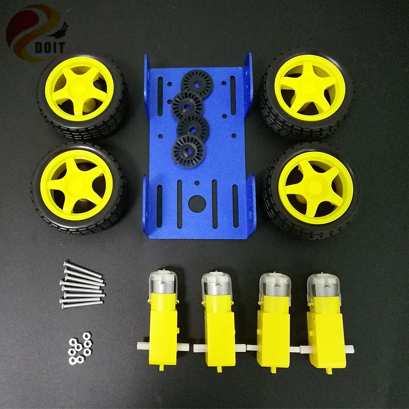 DOIT Новое поступление металлический робот 4wd шасси автомобиля C101 с четырьмя TT моторное колесо для arduino uno r3 diy производитель eduation обучающий комплект