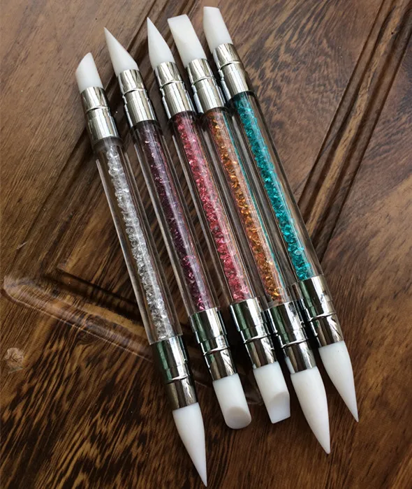 Buy 5Pcs Crystal Acrylic Brush Double Silicone Nail