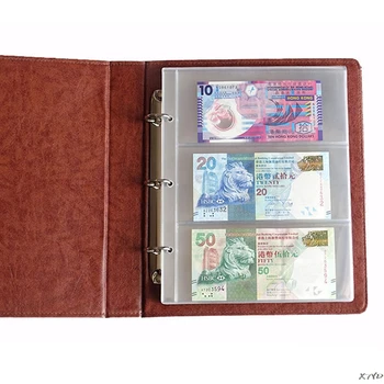 

PVC Album Pages 3 Pockets Money Bill Note Currency Holder PVC Collection 180x80mm Albums Folders