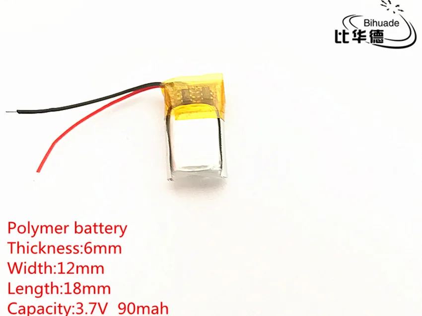 

10pcs/lot 3.7V 90mAh 601218 Lithium Polymer Li-Po li ion Rechargeable Battery cells For Mp3 MP4 MP5 GPS PSP mobile bluetooth