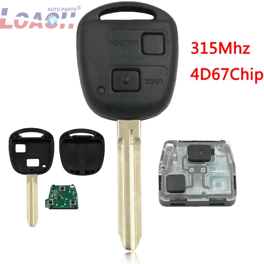 

2 Buttons 315MHZ Complete Remote Key with 4D67 CHIP for Toyota RAV4 YARIS COROLLA CAMRY