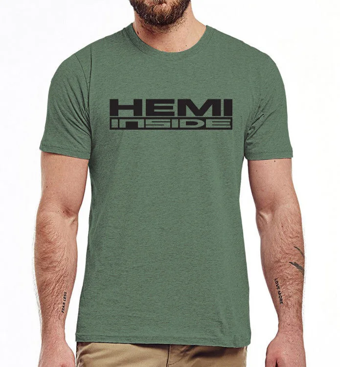 Men 2019 Summer Tops Tees T-Shirt HEMI INSIDE Graphic T-SHIRT  Hellcat Ram 300 Charger RT SRT 5.7L Casual Men Tees