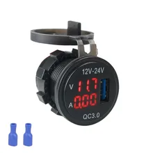 12/24 v carro automático carregador usb 3.0 motocicleta carregador usb 5 v 3a display led voltímetro carro carregador usb para carro barco motocicleta