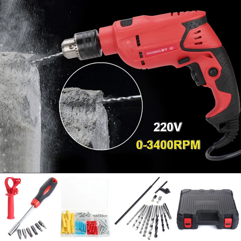 

New Arrival 710W Corded Electric Drill 220V Driver Variable Speed 0-3400 RPM Power Tool Kit Excellent Quality