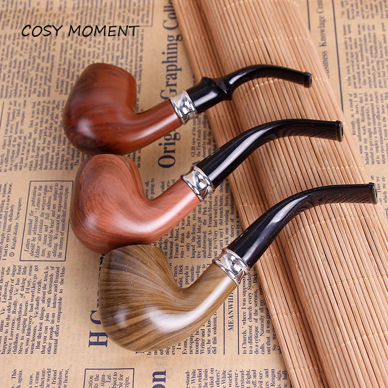 

COSY MOMENT Durable Imitative Wood Resin Smoking Pipe 9MM Filter Pipe For Tobacco Cigarettes Cigar Mens Gift SM017