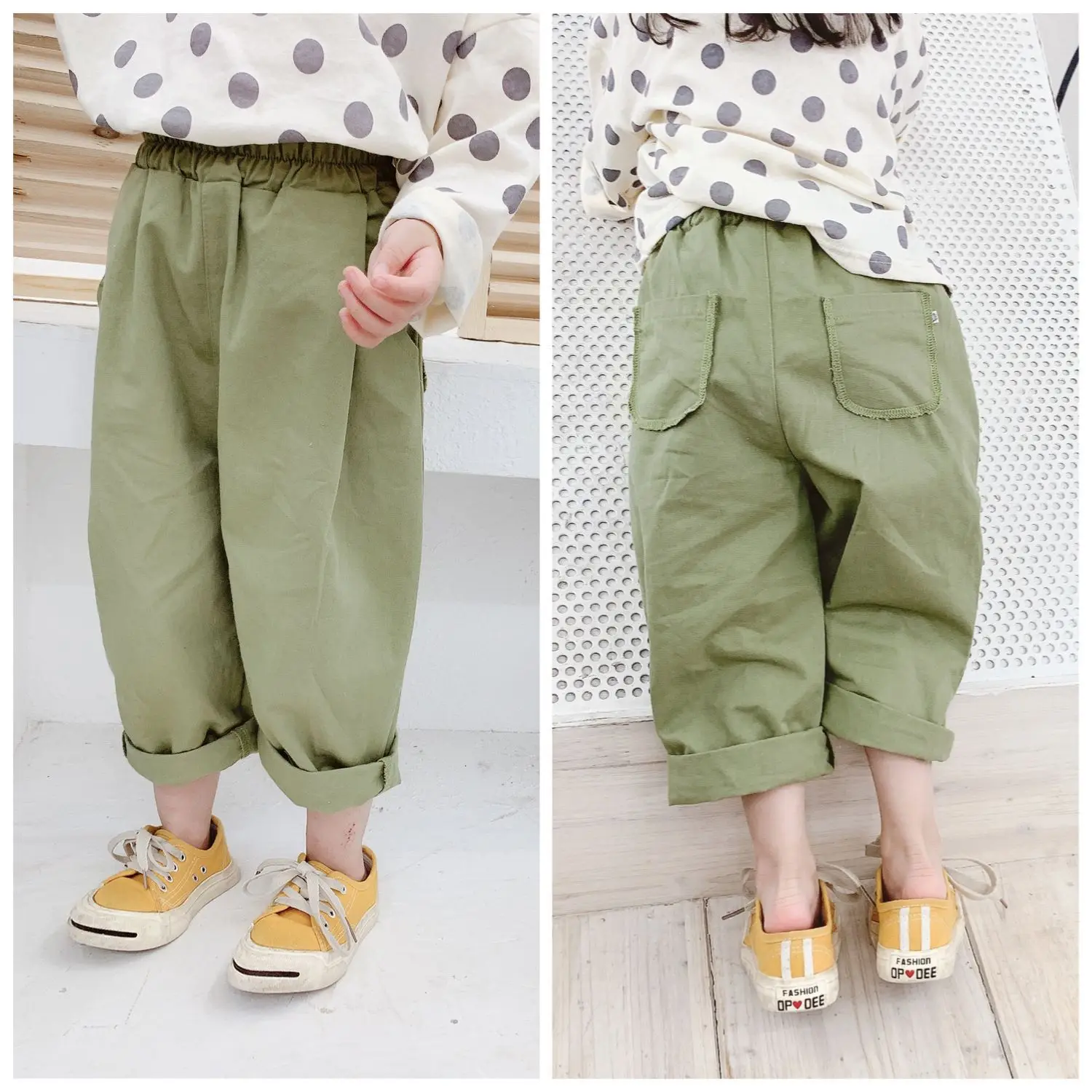 

2019 Spring Autumn children cotton solid color casual all-match pants boys girls loose harem pants kids trousers