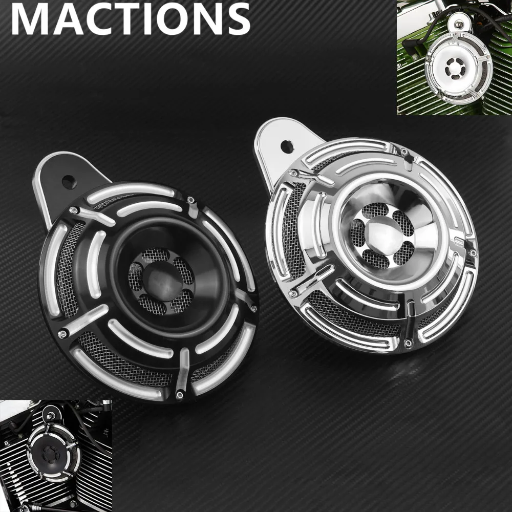 Motorcycle Horn Cover Slot Track Black Chrome Loud Speaker Cover For