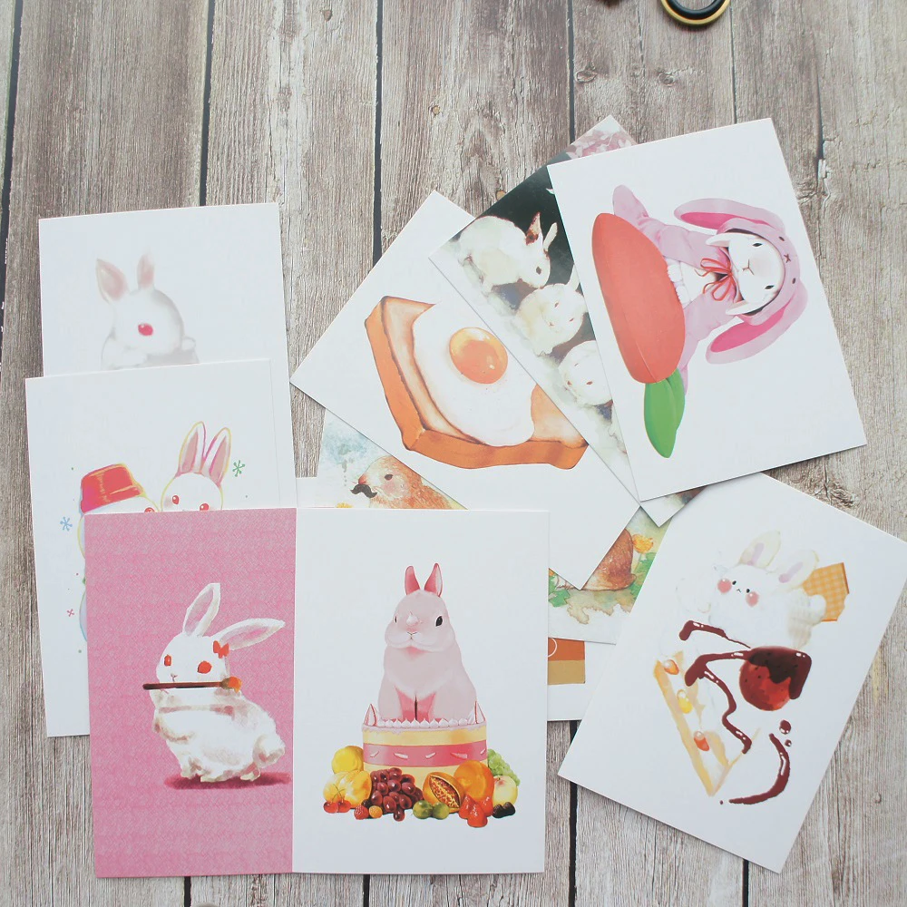 

10pcs lady rabbit one day style card multi-use Scrapbooking party invitation DIY Decoration gift card message card postcard