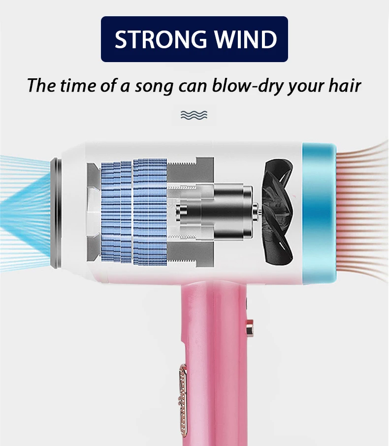 2000 Вт Профессиональный салонный фен для волос с отрицательными ионами, электрический фен, горячий/холодный ветер с насадкой для сбора воздуха