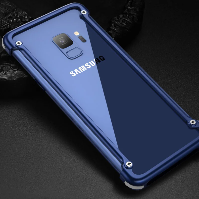 Oatsbasf водителя металлический корпус для Samsung Galaxy S9 личности водителя В виде ракушки для Galaxy S9 плюс металлический бампер чехол - Цвет: Синий