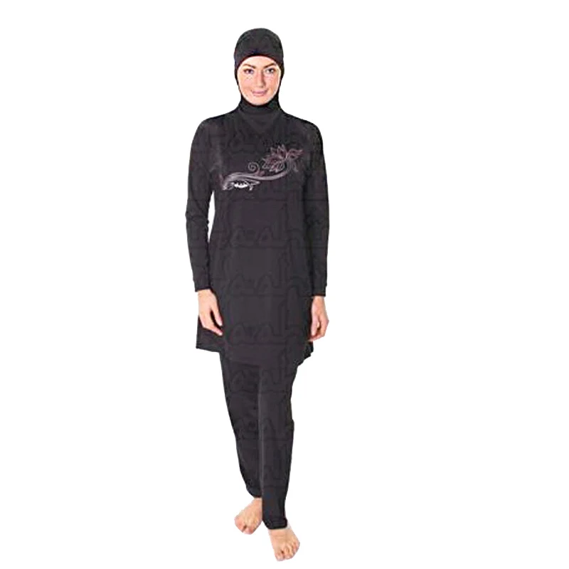 

Women Modest Patchwork Full Cover Long Sleeve Wear Bathing Suit Muslim Swimsuit Islamic Hijab Islam Burkinis Swimwear