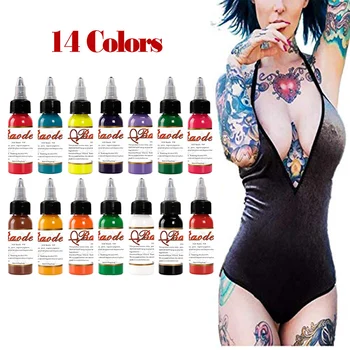 

High Quality 14pcs / Set Long Lasting Tattoo Ink Permanent Makeup Pigment Ink For Tattoo Body Paint