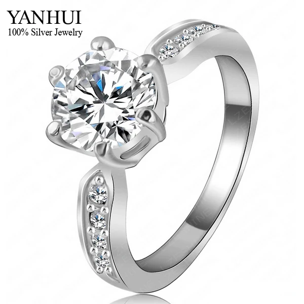 YANHUI модные обручальные кольца для Для женщин Золотой Цвет комплект 2ct CZ Diamant Обручение, ювелирные изделия из драгоценных металлов, украшения для Aneis Bague Anillos YR040