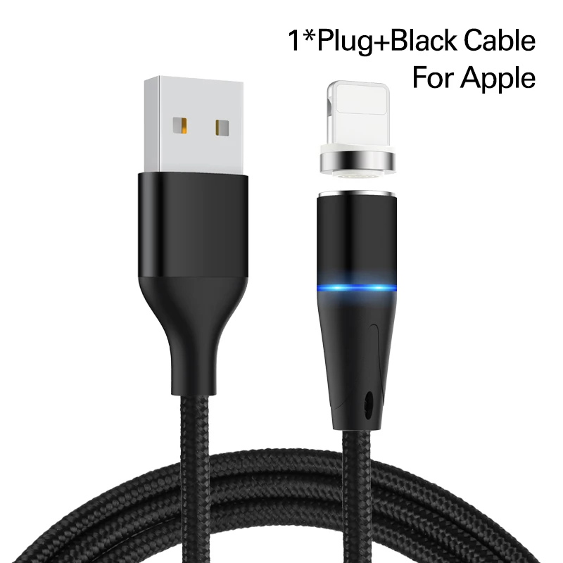 Coolreall Магнитный Micro USB кабель для iPhone samsung type-c зарядный Магнитный зарядный адаптер type C кабели для мобильных телефонов - Цвет: Black iOS Cable