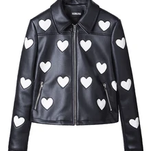 Осенняя кожаная куртка женская короткая тонкая черная искусственная кожа любовь высокого класса из промытой кожи милое мягкое кожаное пальто HR1002