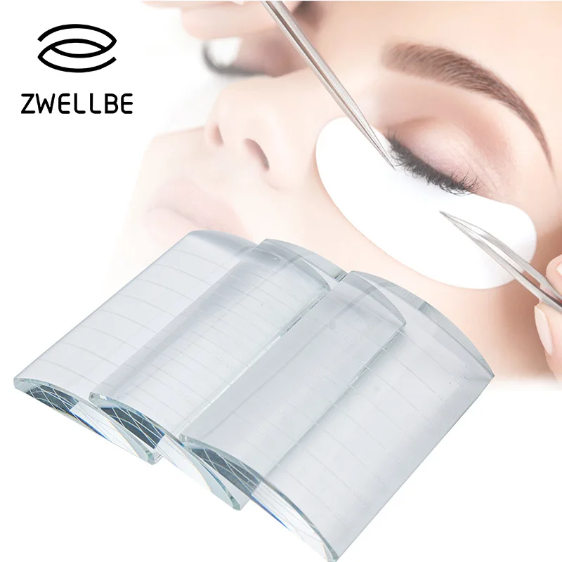 3Pcs U Bend Curved Crystal False Eyelashes Stand Pad Pallet Lashes