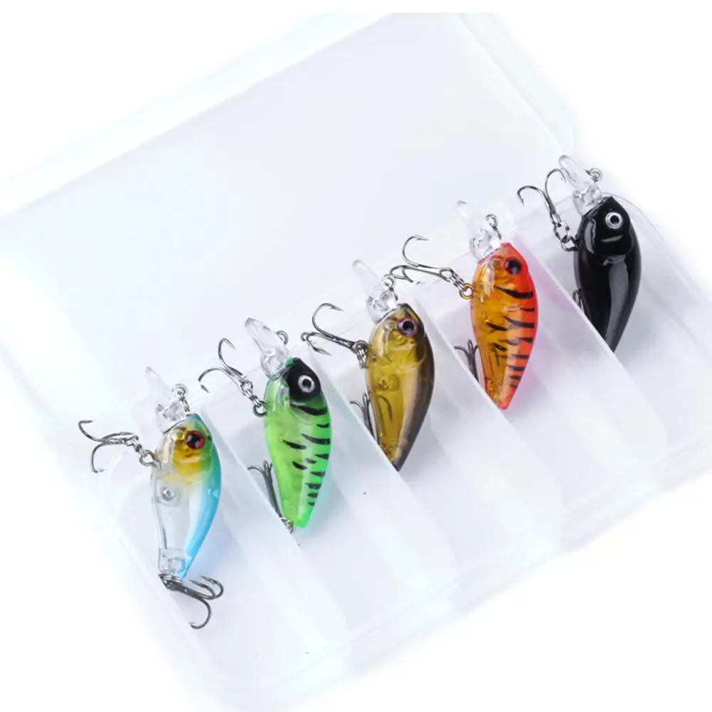 5pcs 4.5g Mini Fishing Lure Floating Bait 3D Eye Colorful Bass Tackle For Fishing Lure Outdoor Supplies With Box