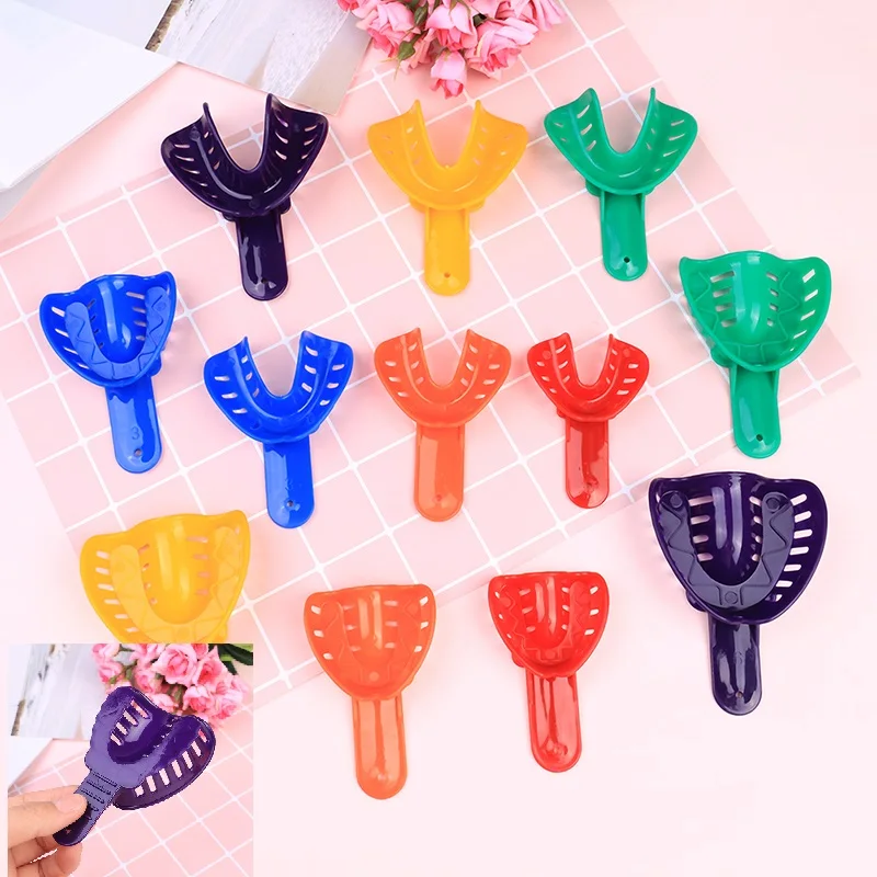 

2Pcs High Quality Color Plastic Autoclavable Adult And Kid Dental Impression Tray For Dental Alginate Impression Material