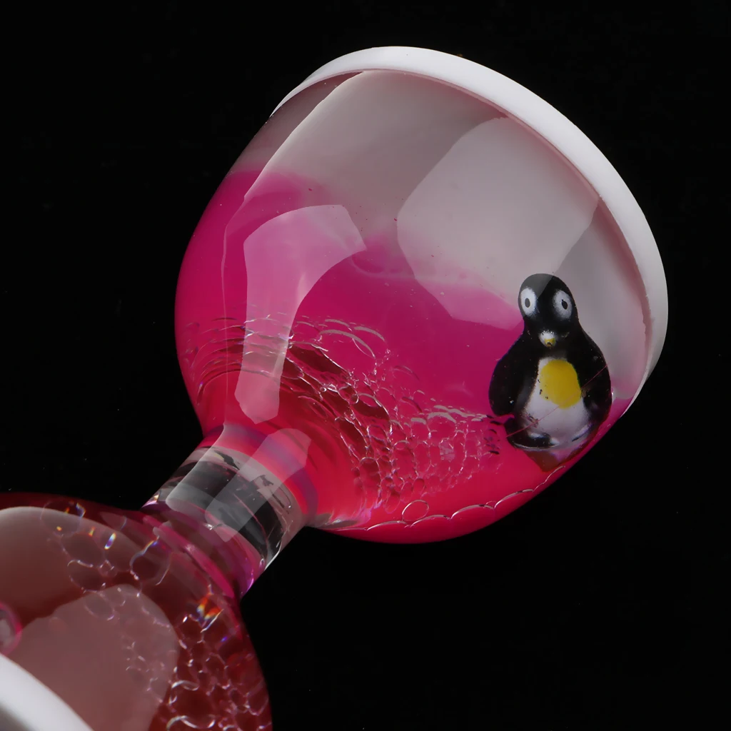 Liquid Motion Bubbler Timer Desk Sensory Toy Dolphin Animal Floating Oil Hourglass for Fidgeting Stress Relief Gifts Pink