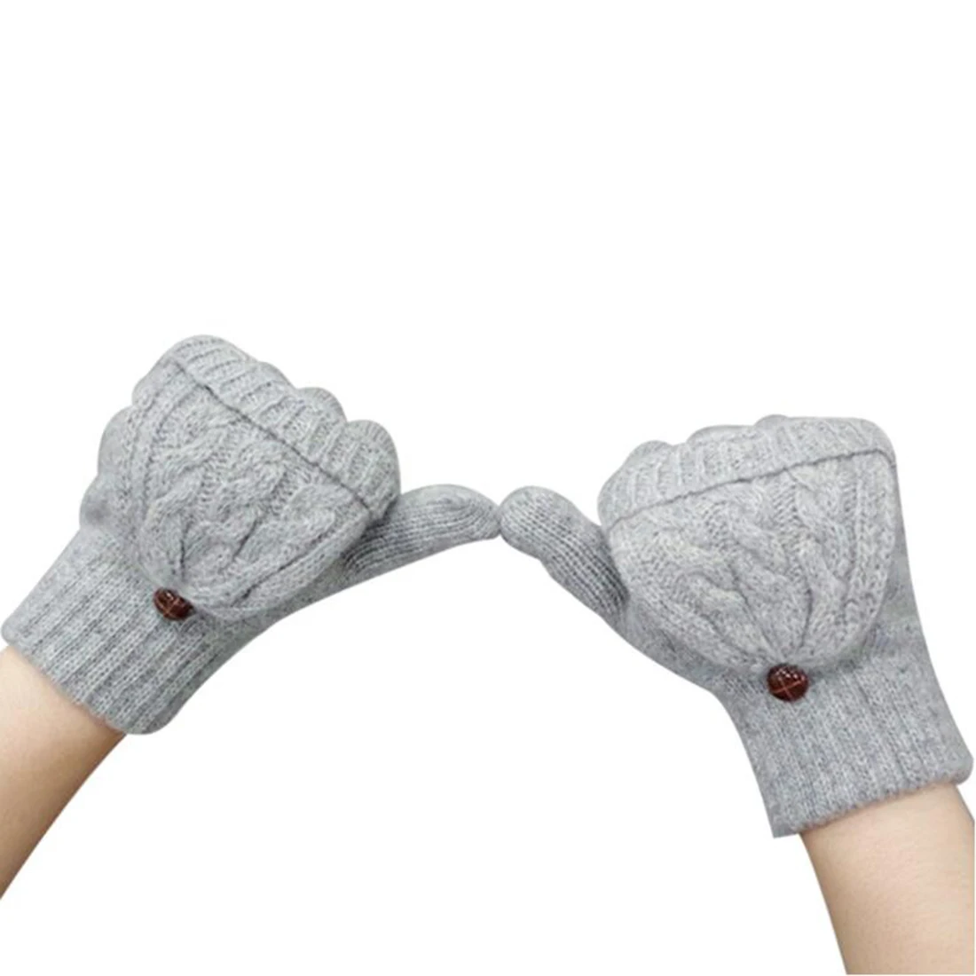 Зимние перчатки, женские вязаные рукавицы, теплые перчатки без пальцев, шерстяные перчатки для девушек, зимние женские перчатки