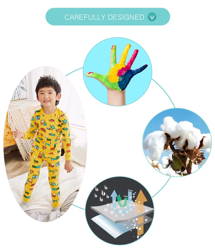 Детский пижамный комплект с длинными рукавами для мальчиков и девочек, осенне-зимняя одежда для сна с героями мультфильмов, пижама, детская Милая Пижама, комплект для детей от 2 до 11 лет