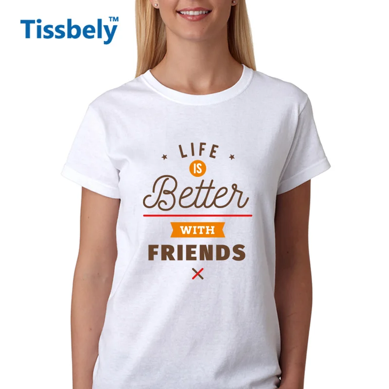Tissbely Best Friends T Shirt Women Vogue Sweet Style Short Sleeve