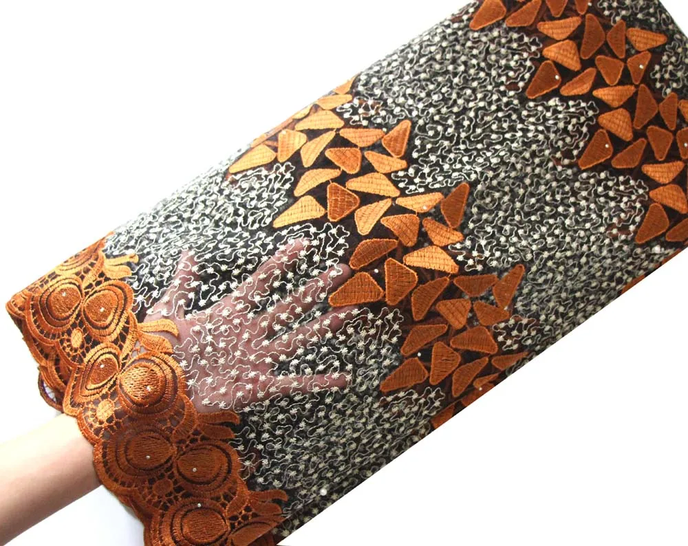 coffee gold african lace fabric
