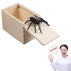 Новинка веселый страшный ящик паук шалость деревянный Scarybox шутка кляп игрушка без слова