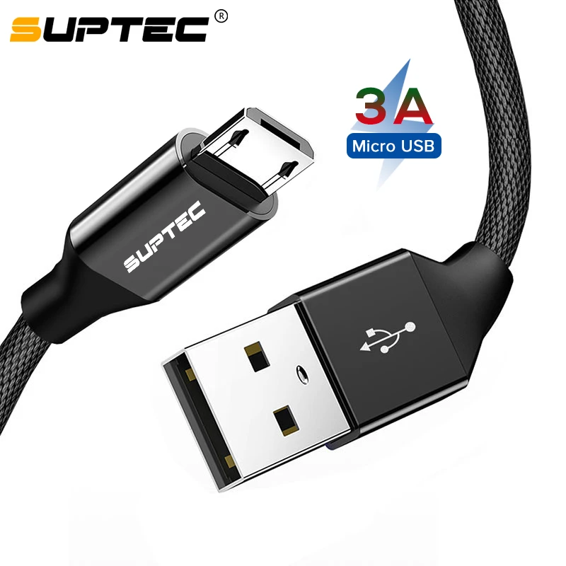 

SUPTEC 3A Micro USB Cable Nylon Wire Fast Charging Data Sync Cord for Android Samsung S7 S6 Xiaomi Huawei Microusb Charger Cable