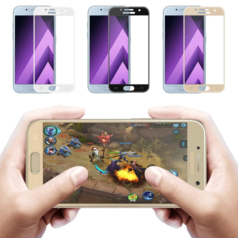 Full-Cover-Tempered-Glass-For-Samsung-Galaxy-A3-2017-Screen-Protector-On-Samsung-A-3-2017