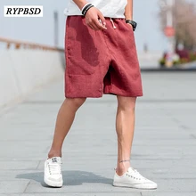 Японский стиль новые мужские Шорты повседневные льняные короткие мужские свободные модные повседневные однотонные высококачественные шаровары мужские s брюки