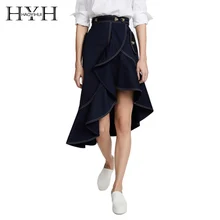 HYH HAOYIHUI многослойная Женская Асимметричная юбка средней длины с асимметричным подолом и пуговицами в винтажном стиле