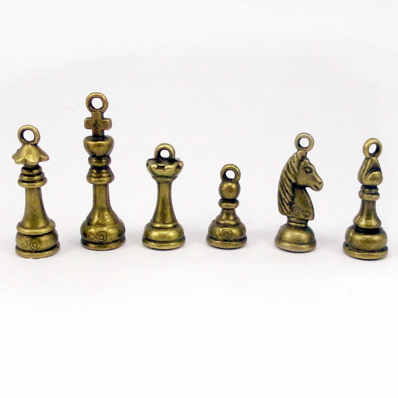 Chess Piece King Queen Bishop Knight Rook Castle Pawn CHARM STERLING SILVER