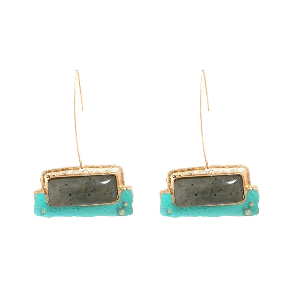 

JOUVAL Women Summer Alloy Drop Earrings Resin Geometric Bohemian Statement Dangle Eardrop Female Boho Ear Jewelry Brincos Femme