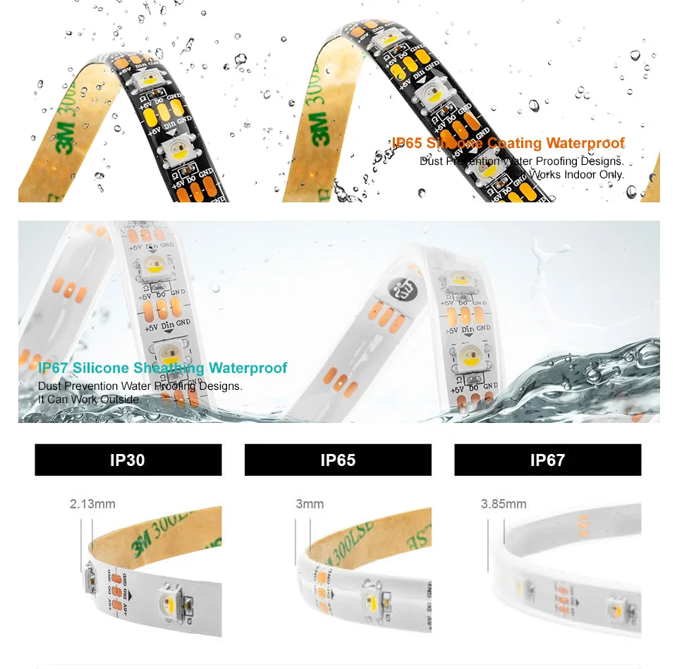 SK6812 RGBW (аналогично ws2812b) 4 в 1 1 м/4 m/5 m 30/60/144 светодиодов/пикселей/м; Индивидуальный адресуемый светодиодные полосы IP30/IP65/IP67 DC5V