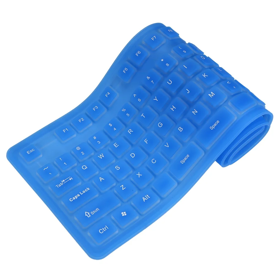 USB Silicone Flexible Foldable Keyboard 108 Keys Waterproof Dustproof