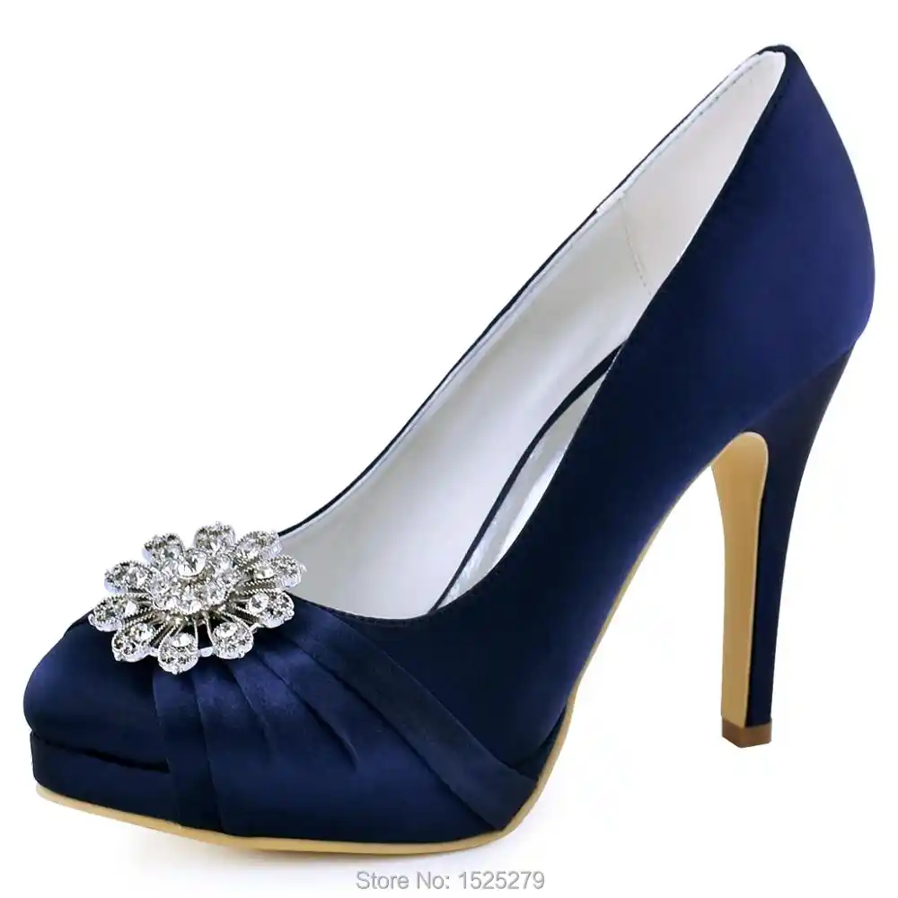 silver and navy blue heels