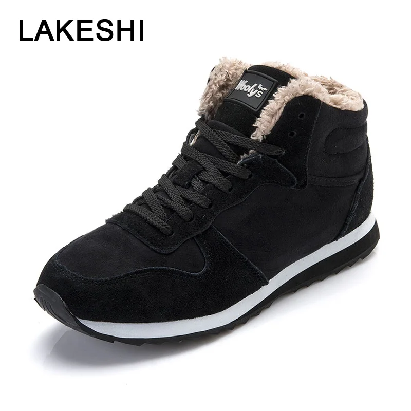 

LAKESHI Winter 2019 Men Sneakers Outdoor Men Vulcanize Shoes Lace-Up Keep Warm Shoes Comfortable Cotton Shoes Black Male Sneaker