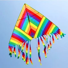 free shipping high quality rainbow delta kite with handle line ripstop nylon outdoor toys flying kite