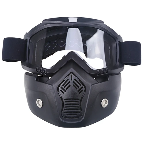 POSSBAY коньки лыжи очки маска мотоцикл мотокросса очки съемная маска очки рот фильтр для шлема Велоспорт кафе гонщик - Цвет: Clean Lens