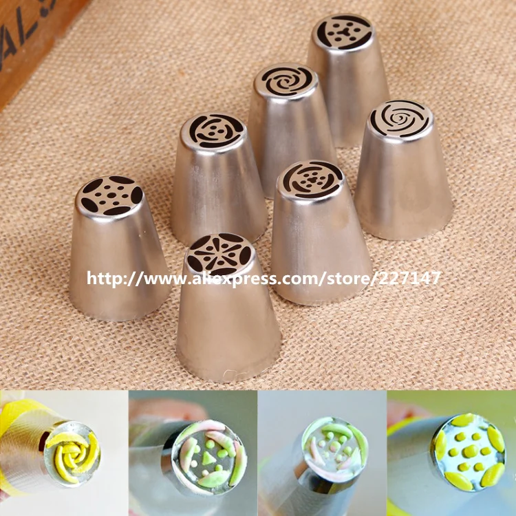 Free shipping 7pcs/lot Russian Tulip Nozzle Perfect For Cake Cupcake